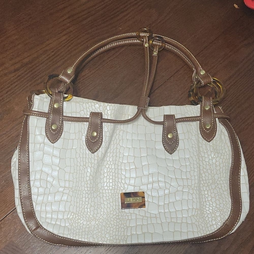 Relic white snakeskin print handbag